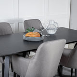 Jídelní stůl Marina - černá deska / černé nohy + křeslo Comfort 2-balení Polar šedá - černé nohy _4