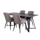 Jídelní stůl Marina - černá deska / černé nohy + křeslo Comfort 2-balení Polar šedá - černé nohy _4