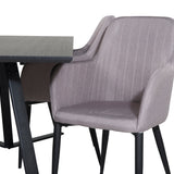 Jídelní stůl Marina - černá deska / černé nohy + křeslo Comfort 2-balení Polar šedá - černé nohy _4