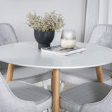 Plaza Runt Matbord - Ek-Look / Vit - ø100*H75 + Jídelní židle Velvet Deluxe - Bílé nohy - Světle šedá látka _4