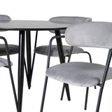 Plaza Runt Matbord - Svart / Svart - ø100*H75 +Křeslo Arrow - Black Legs - Grey Velvet _4
