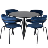 Plaza Runt Matbord - Svart / Svart - ø100*H75 +Křeslo Arrow - Black Legs - Blue Velvet _4
