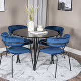 Plaza Runt Matbord - Svart / Svart - ø100*H75 +Křeslo Arrow - Black Legs - Blue Velvet _4