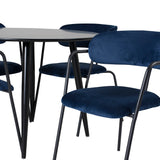 Plaza Runt Matbord - Svart / Svart - ø100*H75 +Křeslo Arrow - Black Legs - Blue Velvet _4