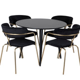 Plaza Runt Matbord - Svart / Svart - ø100*H75 +Křeslo Arrow - Mosazné nohy - Black Velvet _4