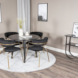 Plaza Runt Matbord - Svart / Svart - ø100*H75 +Křeslo Arrow - Mosazné nohy - Black Velvet _4