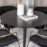 Plaza Runt Matbord - Svart / Svart - ø100*H75 +Křeslo Arrow - Mosazné nohy - Black Velvet _4