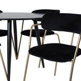 Plaza Runt Matbord - Svart / Svart - ø100*H75 +Křeslo Arrow - Mosazné nohy - Black Velvet _4