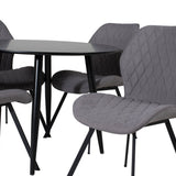 Plaza Runt Matbord - Svart / Svart - ø100*H75 +Jídelní židle Gemma - Černé nohy - Šedá látka _4
