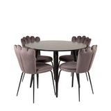 Plaza Runt Matbord - Svart / Svart - ø100*H75 + židle Limhamn - šedá _4