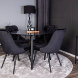 Plaza Runt Matbord - Svart / Svart - ø100*H75 +Jídelní židle Velvet Deluxe - Černé nohy / Černý samet _4
