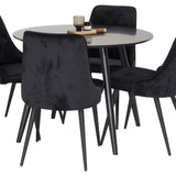 Plaza Runt Matbord - Svart / Svart - ø100*H75 +Jídelní židle Velvet Deluxe - Černé nohy / Černý samet _4