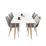 Polar Matbord - Ek-Look / Vit- 180*90*H75 +Polar Jídelní židle Dubové nohy / Šedá látka _6