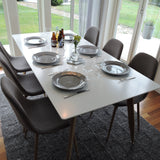 Polar Matbord - Ek-Look / Vit- 180*90*H75 +Polar Jídelní židle Dubové nohy / Šedá látka _6