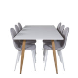 Polar Matbord - Ek-Look / Vit- 180*90*H75 +Jídelní židle Polar - Bílé nohy - Světle šedá látka _6