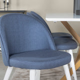 Piazza Matbord - Ek-look / Vit - 180*90*75 +Velvetová jídelní židle - Bílé nohy - Modrá látka _6