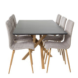 Piazza Matbord - Ek-look / svart - 180*90*75 +Jídelní židle Windu Lyx - Dub-Look / Světle šedá _6