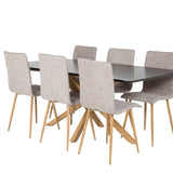 Piazza Matbord - Ek-look / svart - 180*90*75 +Jídelní židle Windu Lyx - Dub-Look / Světle šedá _6