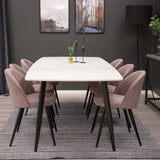 Polar Elips Matbord - Svart / Vit - 240*100*H75 +Velvet Jídelní židle Manšestr - Růžová / Černá _6
