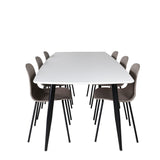 Polar Elips Matbord - Svart / Vit - 240*100*H75 + Jídelní židle Arctic - Černé nohy - Khaki Plast _6