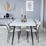 Polar Elips Matbord - Svart / Vit - 240*100*H75 + Jídelní židle Vault - Černé nohy - Šedá látka _6