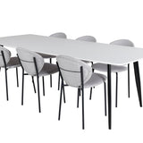 Polar Elips Matbord - Svart / Vit - 240*100*H75 + Jídelní židle Vault - Černé nohy - Šedá látka _6