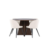 Bootcut jídelní stůl se sametovou jídelní židlí