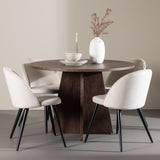 Bootcut jídelní stůl se sametovou jídelní židlí