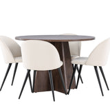 Bootcut jídelní stůl se sametovou jídelní židlí