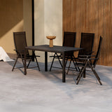 Jídelní stůl Mirko - černá + jídelní židle Levanzo - černá x 4