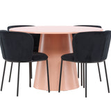 Stůl Lanzo – broskev se 4 židlemi Edina – černá