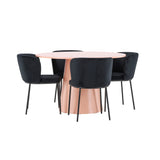 Stůl Lanzo – broskev se 4 židlemi Edina – černá