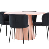 Stůl Lanzo – broskev se 4 židlemi Edina – černá