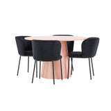 Stůl Lanzo – broskev se 4 židlemi Edina – černá