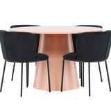 Stůl Lanzo – broskev se 4 židlemi Edina – černá