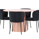 Stůl Lanzo – broskev se 4 židlemi Edina – černá