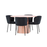 Stůl Lanzo – broskev se 4 židlemi Edina – černá