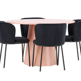 Stůl Lanzo – broskev se 4 židlemi Edina – černá