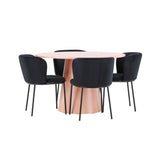 Stůl Lanzo – broskev se 4 židlemi Edina – černá