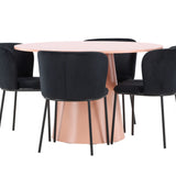 Stůl Lanzo – broskev se 4 židlemi Edina – černá