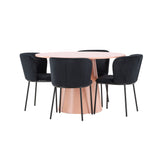 Stůl Lanzo – broskev se 4 židlemi Edina – černá