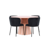 Stůl Lanzo – broskev se 4 židlemi Edina – černá