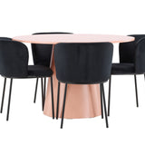 Stůl Lanzo – broskev se 4 židlemi Edina – černá