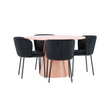 Stůl Lanzo – broskev se 4 židlemi Edina – černá
