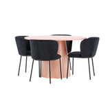 Stůl Lanzo – broskev se 4 židlemi Edina – černá
