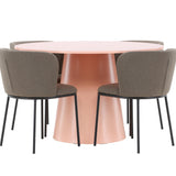 Stůl Lanzo - broskev se 4 židlemi Edina - černá / hnědá