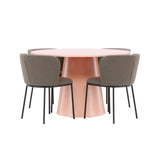 Stůl Lanzo - broskev se 4 židlemi Edina - černá / hnědá