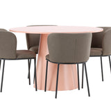 Stůl Lanzo - broskev se 4 židlemi Edina - černá / hnědá