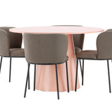 Stůl Lanzo - broskev se 4 židlemi Edina - černá / hnědá