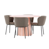 Stůl Lanzo - broskev se 4 židlemi Edina - černá / hnědá